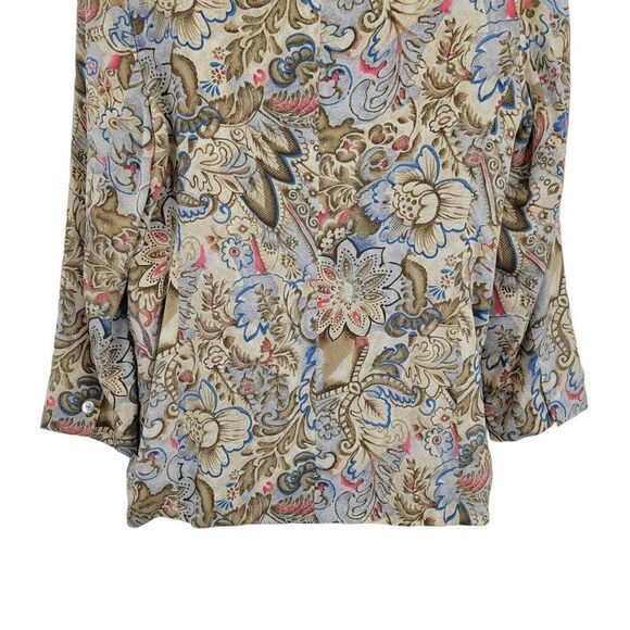 Vintage Preston & York Blazer 14 Cream Blue Paisley Single Breasted Mid Thigh - Picture 9 of 10